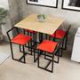 Imagem de Conjunto Mesa Pinus 4 Cadeiras Estofado Industrial Black