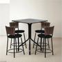 Imagem de Conjunto Mesa Quadrada 70cm Preta Com 4 Banquetas Junco Cappuccino