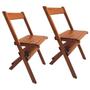 Imagem de Conjunto Mesa Redonda 70 cm Dobrável com 2 Cadeiras em Madeira Maciça - Imbuia