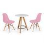 Imagem de Conjunto Mesa Redonda Aline 70cm Branca com 2 Cadeiras Eames Eiffel - Rosa