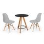 Imagem de Conjunto Mesa Redonda Aline 70cm Preta com 2 Cadeiras Eames Eiffel - Cinza