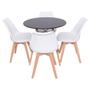 Imagem de Conjunto Mesa Redonda Eiffel 70cm Preta com 4 Cadeiras Saarinen Branca