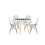 Imagem de Conjunto Mesa Redonda Jantar 90cm MDF Eiffel Eames Preta e 04 Cadeiras Eiffel Elegante Branco