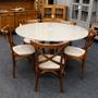 Imagem de Conjunto Mesa Redonda Tampo com Vidro 120cm com 5 Cadeiras em X Prime Wood