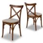 Imagem de Conjunto Mesa Redonda Tampo com Vidro 120cm com 5 Cadeiras em X Prime Wood