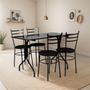 Imagem de Conjunto Mesa Retangular 70x120cm Preta Com 4 Cadeiras Epoxi