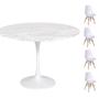Imagem de Conjunto Mesa Saarinen Redonda Espirito Santo 107cm + 4 Cadeiras Eames DSW - Branca