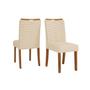 Imagem de Conjunto: Mesa Sala Jantar Celeste Tampo Madeirado c/ Vidro Redondo 103x103cm e 4 Cadeiras Julia Freijo/Off White - Linho Neve - DJ Móveis