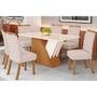Imagem de Conjunto: Mesa Sala Jantar Epic Tampo Madeirado c/ Vidro 160x90cm e 6 Cadeiras Bella Nature/Linho - Henn