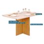 Imagem de Conjunto: Mesa Sala Jantar Hera Tampo Madeirado c/ Vidro 120x90cm e 4 Cadeiras Vitória Cedro/Off White - Ipe/Linho Neve - DJ Móveis