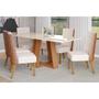 Imagem de Conjunto: Mesa Sala Jantar Lins c/ Tampo Madeirado c/ Vidro Curvo 200x90cm e 6 Cadeiras Anne Nature/Courano/Linho - Henn
