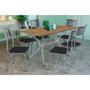 Imagem de Conjunto: Mesa Sala Jantar Loire c/ Tampo de Madeira 160cm e 6 Cadeiras Nápoles Cromada/Preto 110 - Kappesberg