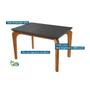 Imagem de Conjunto: Mesa Sala Jantar Londrina c/ Tampo Madeirado c/ Vidro Canto Curvo 120x80cm e 4 cadeiras Imperatriz Imbuia/Grafite - Suede Creme - Rufato