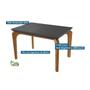 Imagem de Conjunto: Mesa Sala Jantar Londrina c/ Tampo Madeirado c/ Vidro Canto Curvo 120x80cm e 4 cadeiras Jade Imbuia/Grafite - Suede Creme - Rufato