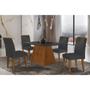 Imagem de Conjunto: Mesa Sala Jantar Luna c/ Tampo Madeirado c/ Vidro Canto Curvo 120x80cm e 4 cadeiras Jade Imbuia/Grafite - Suede Grafite - Rufato