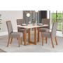 Imagem de Conjunto: Mesa Sala Jantar Natalí c/ Tampo Madeirado c/ Vidro Reto 120x80cm e 4 Cadeiras Malu Nature/Suede Light Marrom Amendoa - Henn