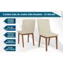 Imagem de Conjunto: Mesa Sala Jantar Ryze Tampo Madeirado c/ Vidro Curvo 180x100cm e 6 Cadeiras Sofia Freijo/Off White - Ipe/Suede Creme - DJ Móveis