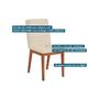 Imagem de Conjunto: Mesa Sala Jantar Ryze Tampo Madeirado c/ Vidro Curvo 180x100cm e 6 Cadeiras Sofia Freijo/Off White - Ipe/Suede Creme - DJ Móveis