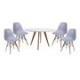 Imagem de Conjunto Mesa Square Redonda Branco 88cm com 4 Cadeiras Eiffel - Cinza