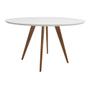 Imagem de Conjunto Mesa Square Redonda Branco Fosco 88cm com 4 Cadeiras Eiffel Botonê - Vermelho