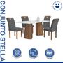 Imagem de Conjunto Mesa Stella Ripada 120cm com 4 Cadeiras Stella Tampo Smart Plus com Vidro