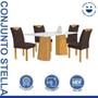 Imagem de Conjunto Mesa Stella Ripada 120cm com 4 Cadeiras Stella Tampo Smart Plus com Vidro