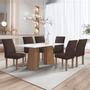 Imagem de Conjunto Mesa Stella Ripada 170cm com 6 Cadeiras Canela Tampo Smart Plus com Vidro