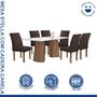 Imagem de Conjunto Mesa Stella Ripada 170cm com 6 Cadeiras Canela Tampo Smart Plus com Vidro