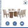 Imagem de Conjunto Mesa Stella Ripada 170cm com 6 Cadeiras Canela Tampo Smart Plus com Vidro