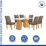 Imagem de Conjunto Mesa Stella Ripada 170cm com 6 Cadeiras Canela Tampo Smart Plus com Vidro