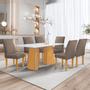 Imagem de Conjunto Mesa Stella Ripada 170cm com 6 Cadeiras Canela Tampo Smart Plus com Vidro
