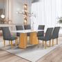 Imagem de Conjunto Mesa Stella Ripada 170cm com 6 Cadeiras Canela Tampo Smart Plus com Vidro