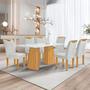 Imagem de Conjunto Mesa Stella Ripada 170cm com 6 Cadeiras Stella Tampo Smart Plus com Vidro