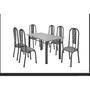 Imagem de Conjunto Mesa Tubular com 6 Cadeiras Atenas Tubos Prata martelado/Estofados mosaico branco pre