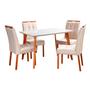 Imagem de Conjunto Mesa Verona Tampo Off White com 4 Cadeiras em Madeira Maciça, Estofada Sophia Authentic
