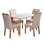 Imagem de Conjunto Mesa Verona Tampo Off White com 4 Cadeiras em Madeira Maciça, Estofada Sophia Authentic