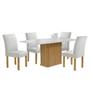 Imagem de Conjunto Mesa Zara 120cm com 4 Cadeiras Canela Tampo Smart Plus com Vidro