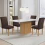 Imagem de Conjunto Mesa Zara 120cm com 4 Cadeiras Canela Tampo Smart Plus com Vidro Cinamomo /Off White/Marrom