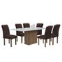 Imagem de Conjunto Mesa Zara 170cm com 6 Cadeiras Arizona Tampo Smart Plus com Vidro Chocolate/Off White/Marrom