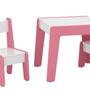 Imagem de Conjunto Mesinha infantil Diana MDF com 2 Cadeiras Branco/Rosa