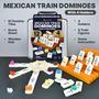 Imagem de Conjunto Mexican Train Dominoes Queensell com números e 4 suportes