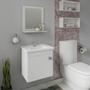 Imagem de Conjunto MGM Kit Íris Armário Com Cuba Espelheira 44cm 100% MDF 1 Compartimento Cor Branco
