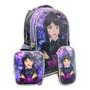 Imagem de Conjunto Mochila Wandinha Lancheira Estojo Girl Roxo -Denlex