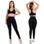 Imagem de Conjunto Moda Fitness Feminino Roupa Academia Confortável Treino Ginastica Cós Alto Top Short Saia Legging Verão 2024 