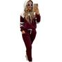 Imagem de Conjunto Moletom Feminino Inverno Frio Malha Crepe com Capuz Marsala M G e GG