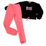 Imagem de Conjunto Moletom Infantil Fem Vrasalon Preto e Rosa neon