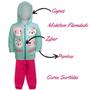 Imagem de Conjunto Moletom Infantil Feminino Blusa e Calça Flanelado, c/ Capuz Ziper Punhos Roupa Menina Inverno Tamanhos 01 02 03