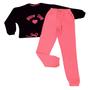 Imagem de Conjunto moleton fem infantil Vrasalon preto/rosa neon