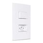 Imagem de Conjunto Montado 1 Interruptor Paralelo + Tomada 20a Placa Dupla Parede 4X2 Branco Sleek Margirius