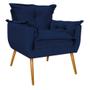 Imagem de Conjunto Namoradeira e 02 Poltronas Opala Palito Mel Suede Azul Marinho